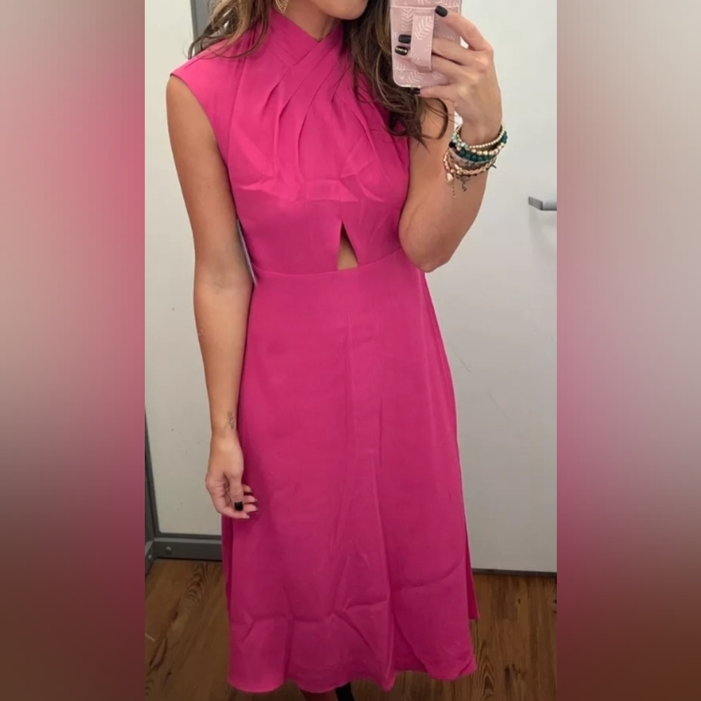 Scoop Women's Twist Neck Midi Dress, Color Pink, Sz, X-Small
